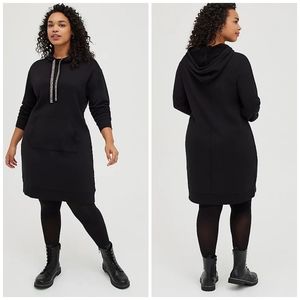 TORRID MINI FRENCH TERRY HOODIE DRESS BLACK 00X